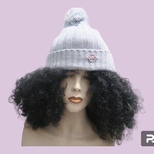 Michael Kors Women's beanie cap with pom in gray size on size fits all (most).